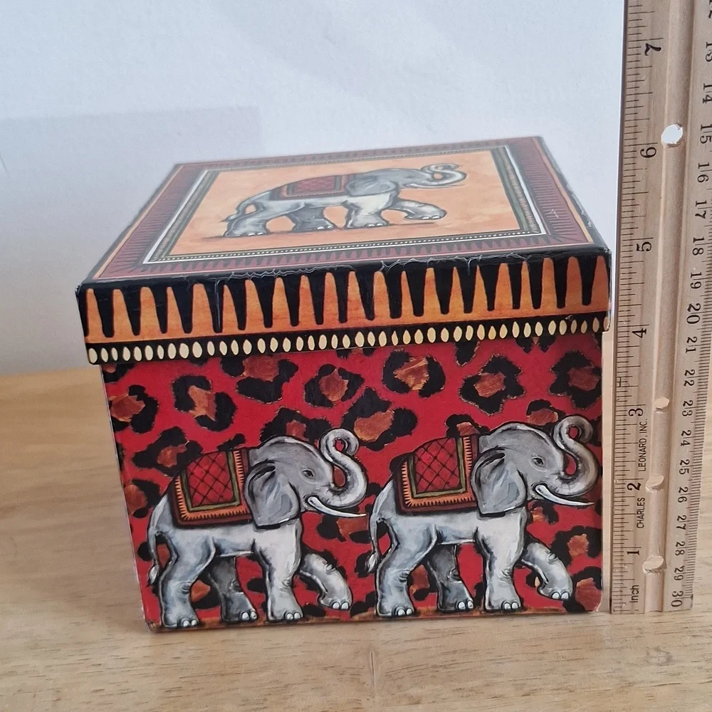 Elephant & Leopard Print Decorative Trinket Box | Safari Decor Storage